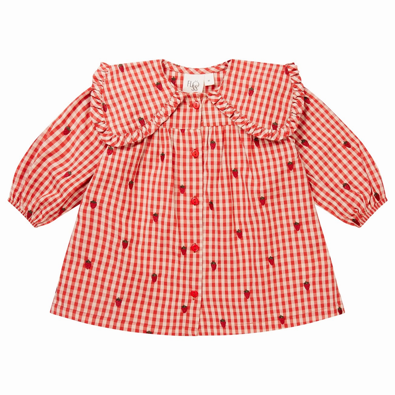 Flss Berry Gingham Molly LS Dress Cuff Functional