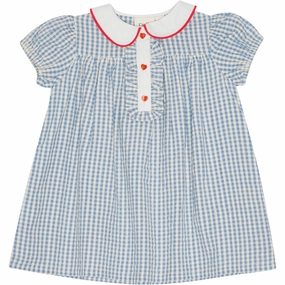 Flss Blue/Soft White Gingham River Dress Velvet Refined