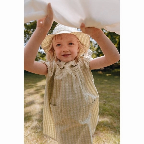 Flss Stella Dress Lime Gingham Cotton