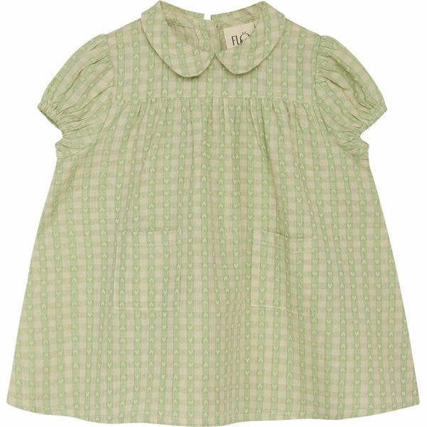 Flss Stella Dress Lime Gingham Cotton Functional