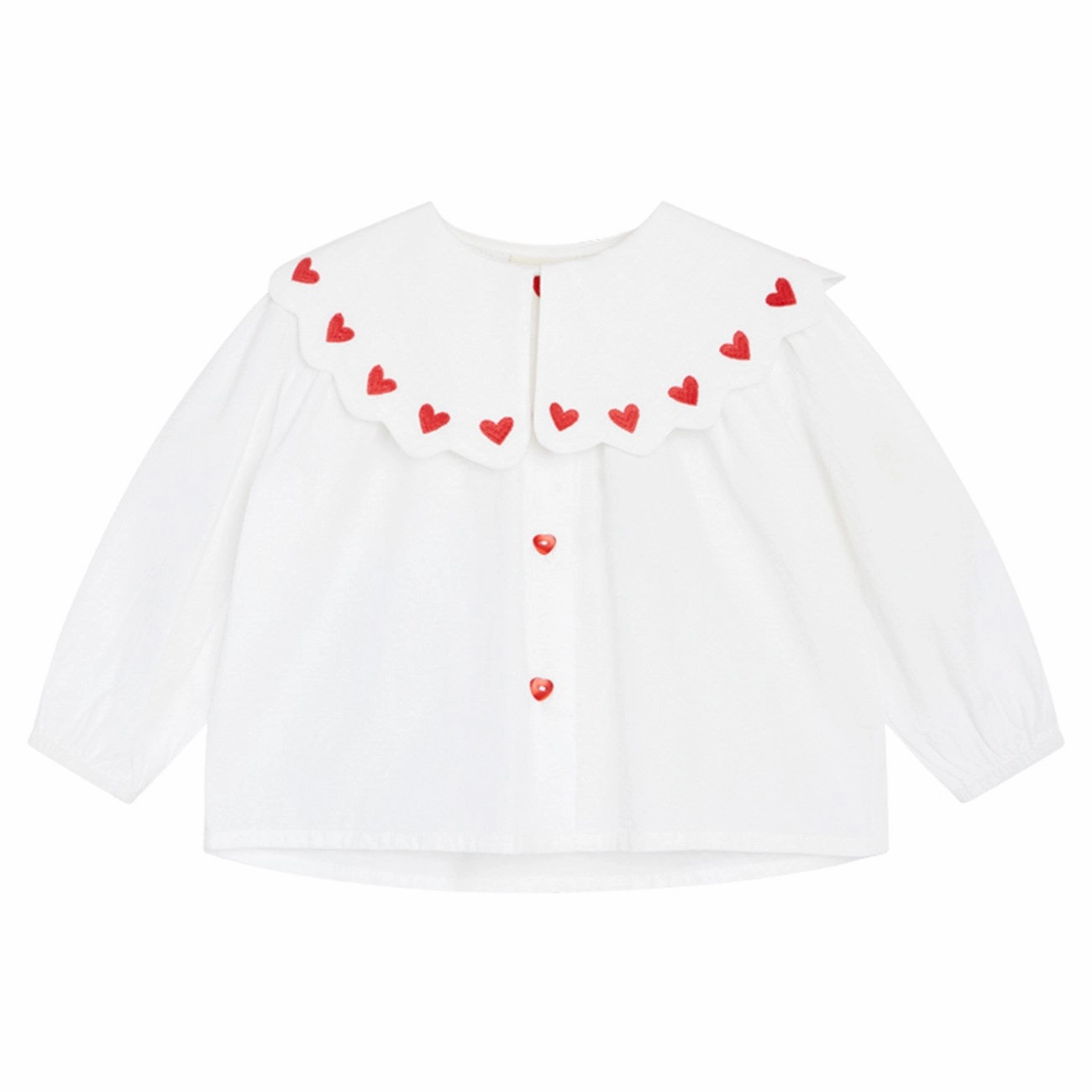 Flss White/Ruby Red Ever Blouse Cotton Applique