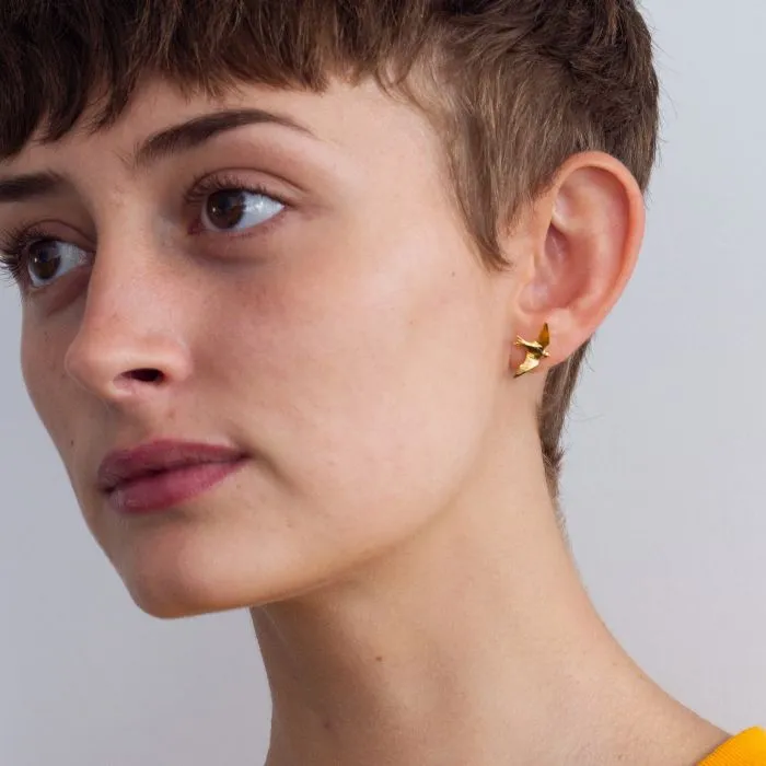 Flying Swallow Stud Earrings