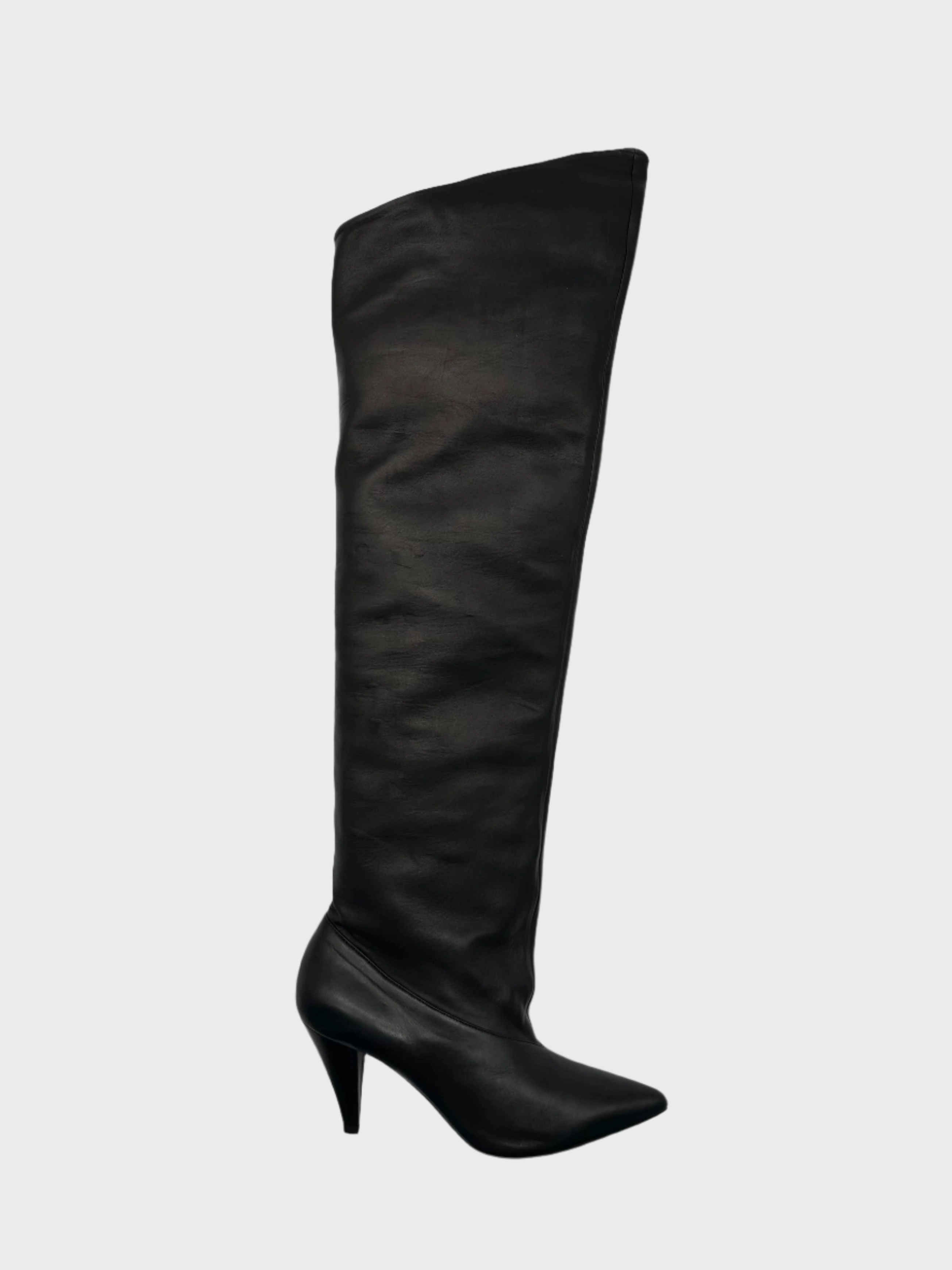 new arrivals renkli elbise Stivali Cuissardes In Nappa Nera Con Tacco Alto glitzindia new arrivals heeposh new arrivals