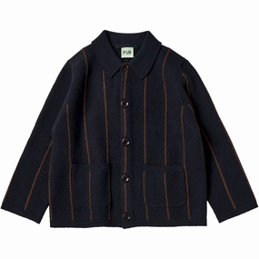 FUB Dark Navy Felted Jacket Stitch Zipper