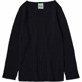 FUB Dark Navy Pointelle T-Tee L/S Artisanal Refined