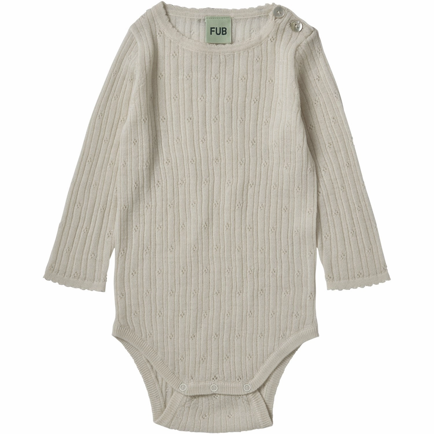 FUB Ecru Baby Pointelle Bodysuit Ls Soft Patch