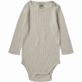 FUB Ecru Baby Pointelle Bodysuit Ls Soft Patch