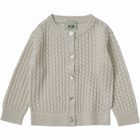 FUB Ecru Baby Pointelle Cardigan Button Functional