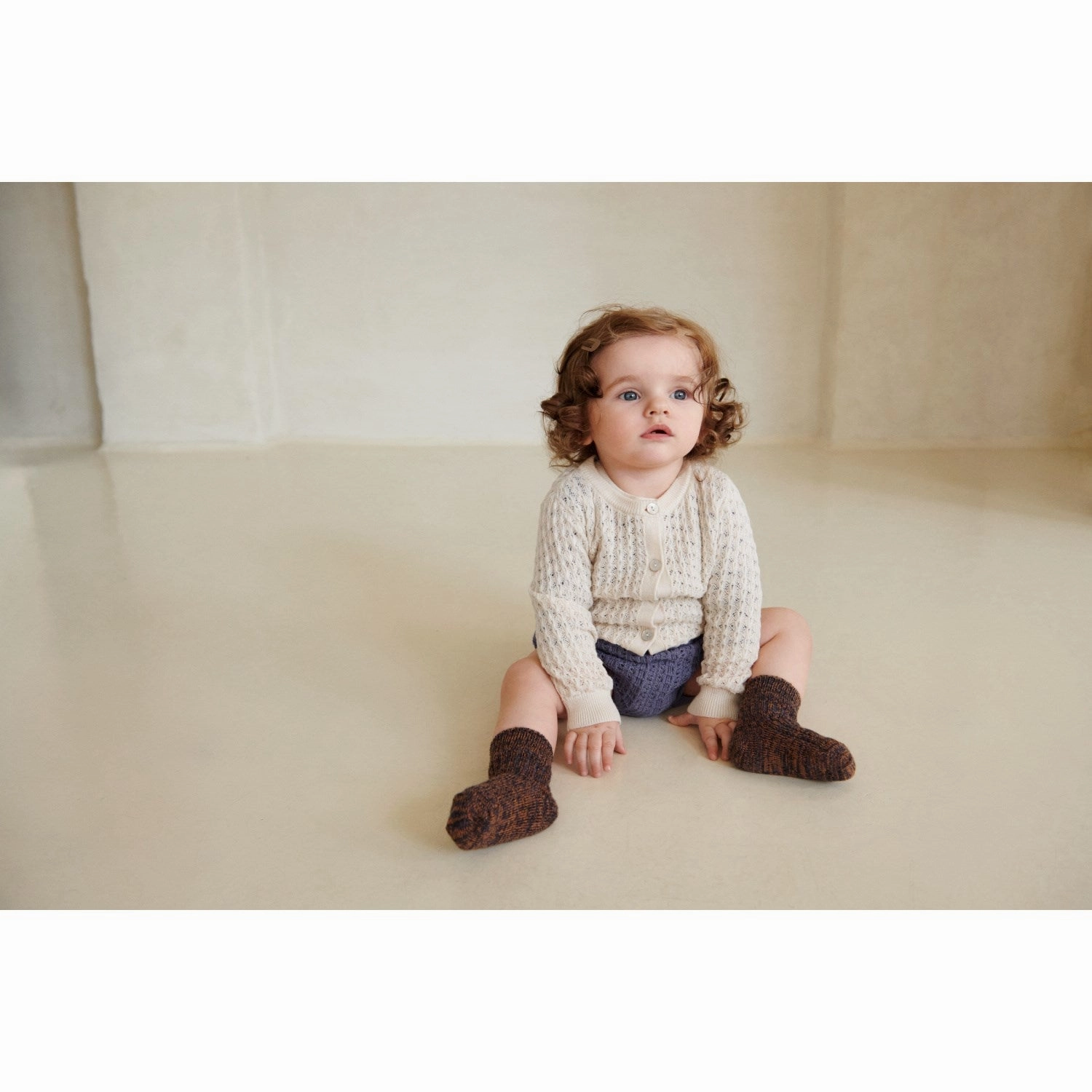 FUB Ecru Baby Pointelle Cardigan Button