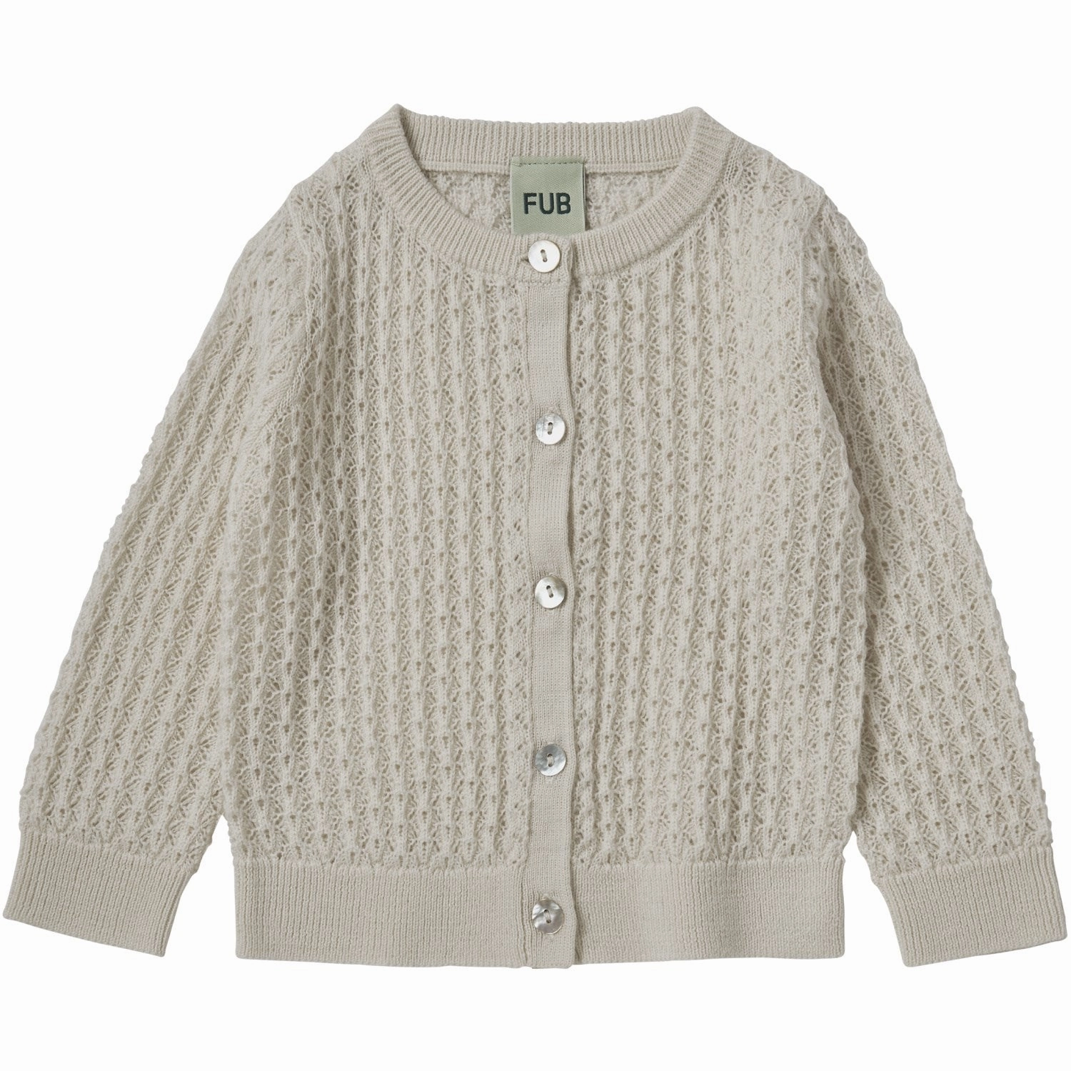 FUB Ecru Baby Pointelle Cardigan Button Functional