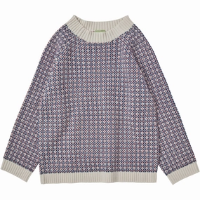 FUB Ecru/Pond Blue/Red Nordic Sweater Fabric Fit