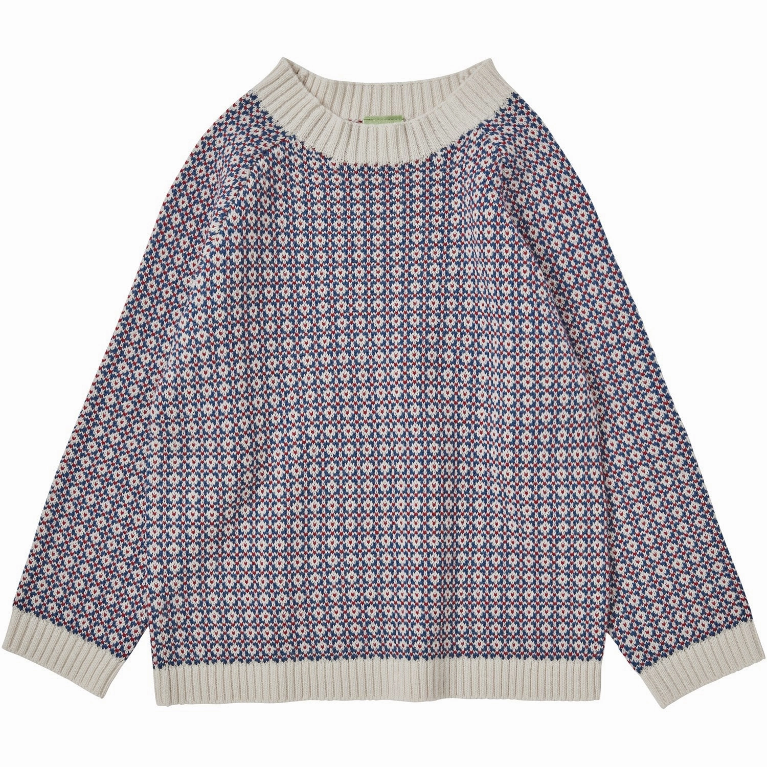 FUB Ecru/Pond Blue/Red Nordic Sweater Fabric Fit