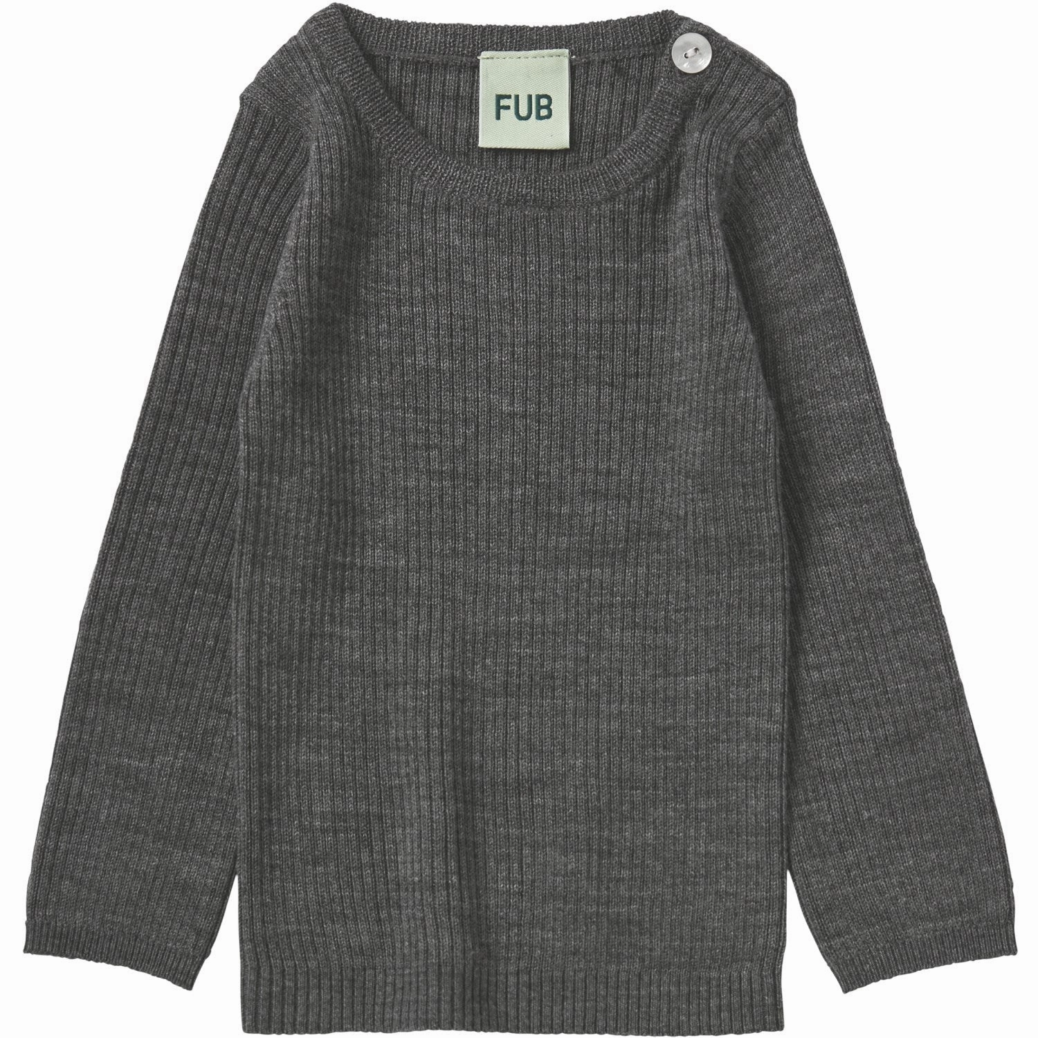 FUB Grey Melange Baby Rib Tee L/S Cotton Linen
