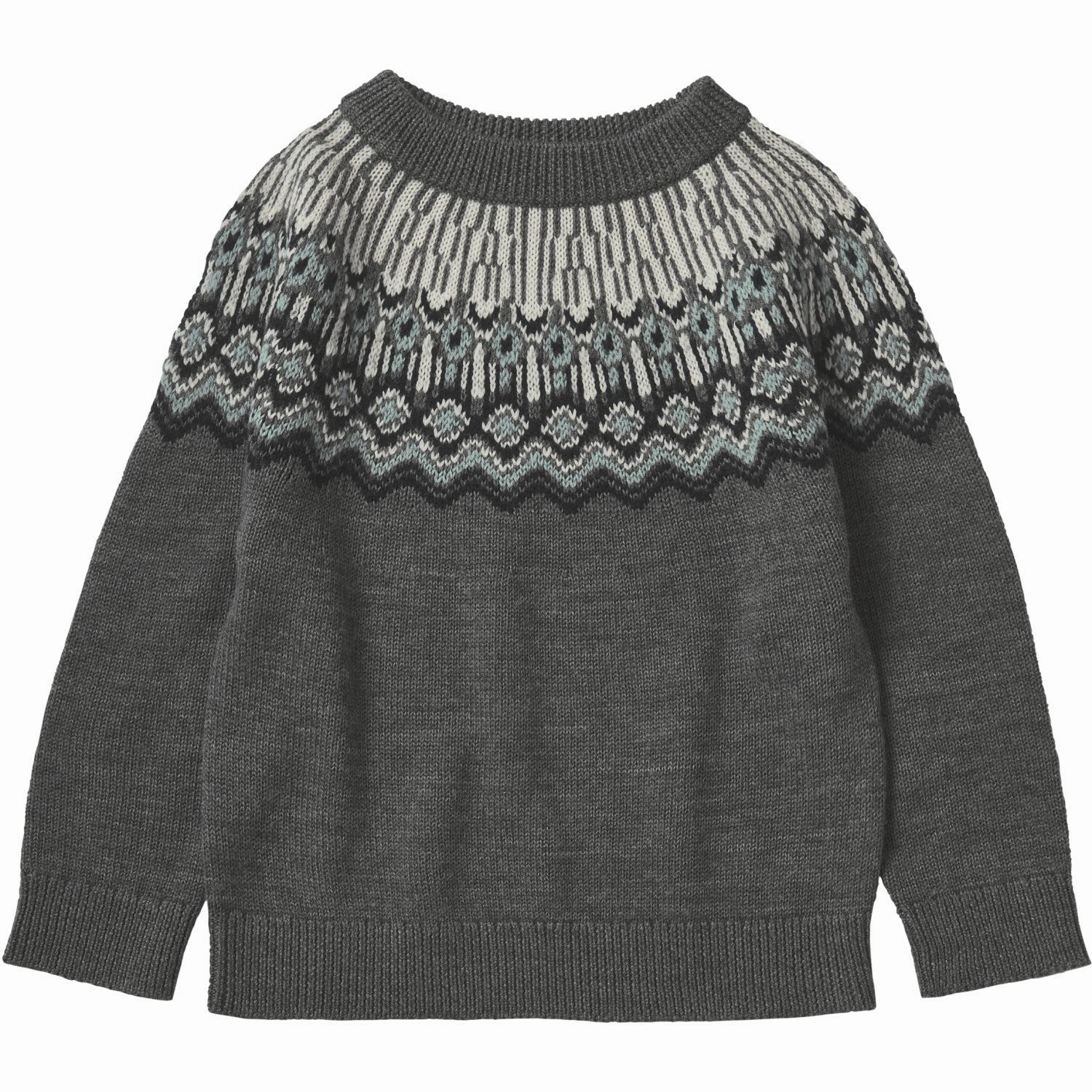 FUB Grey Melange Fair Isle Sweater Laid-back Pleat