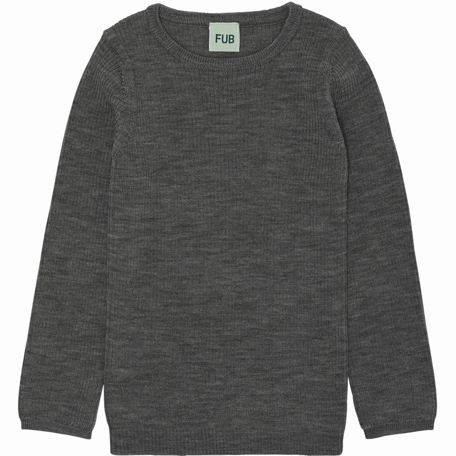 FUB Grey Melange Rib Tee L/S Desirable Fashionable