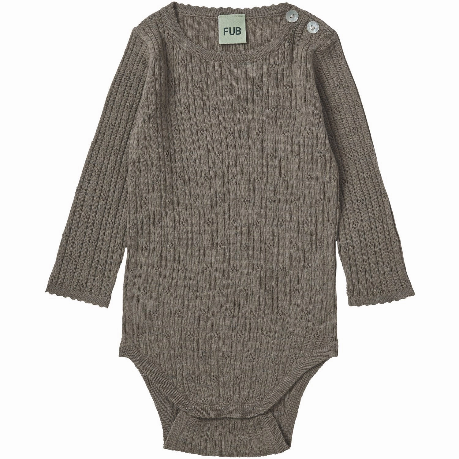 FUB Hazel Melange Baby Pointelle Bodysuit Ls Versatile Retro