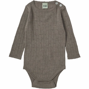 FUB Hazel Melange Baby Pointelle Bodysuit Ls Versatile Retro
