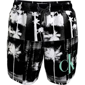 Gem Calvin Klein Medium Drawstring Swim Shorts Ck Palm Black Aop Exquisite