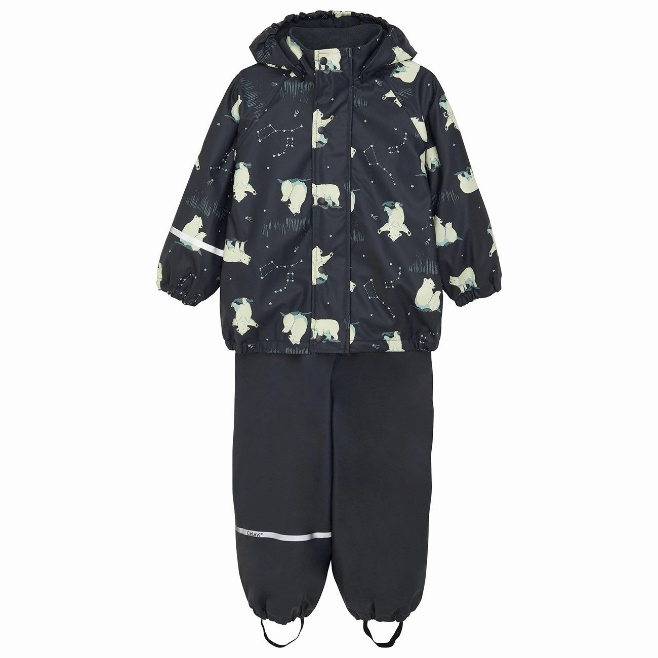 CeLaVi Navy Rain Suit - Aop, w. Fleece lining Artisanal Premium Quality