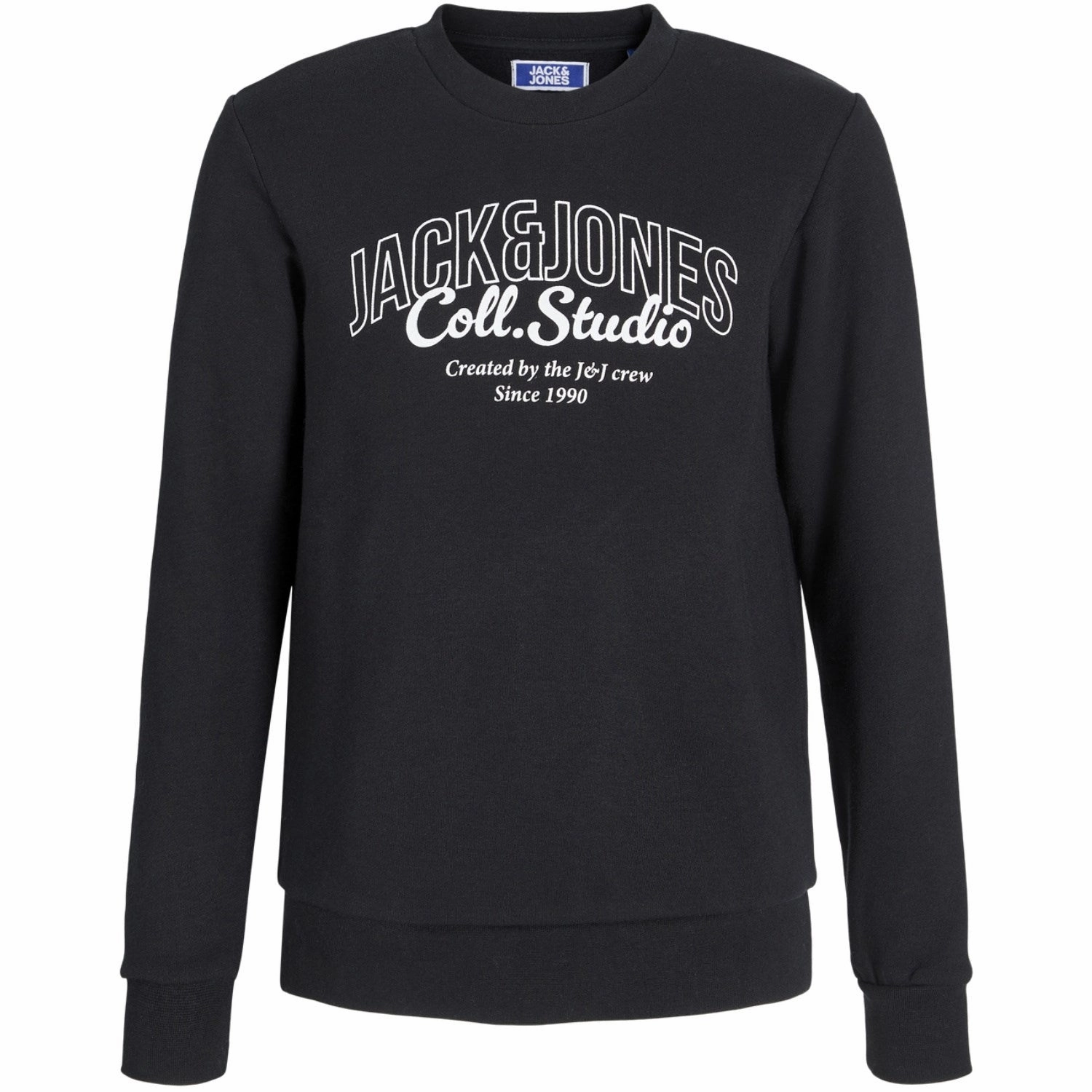 Genuine Jack & Jones Junior Black Big Print Jjmakoto Sweat Crew Neck Jnr Signature