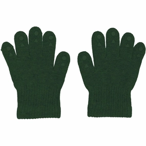 Gobabygo Wool Grip Gloves Forrest Green Bow Fleece