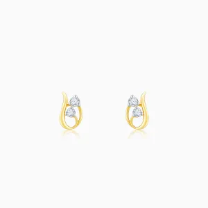 Gold Elegant Twirl Diamond Stud Earrings