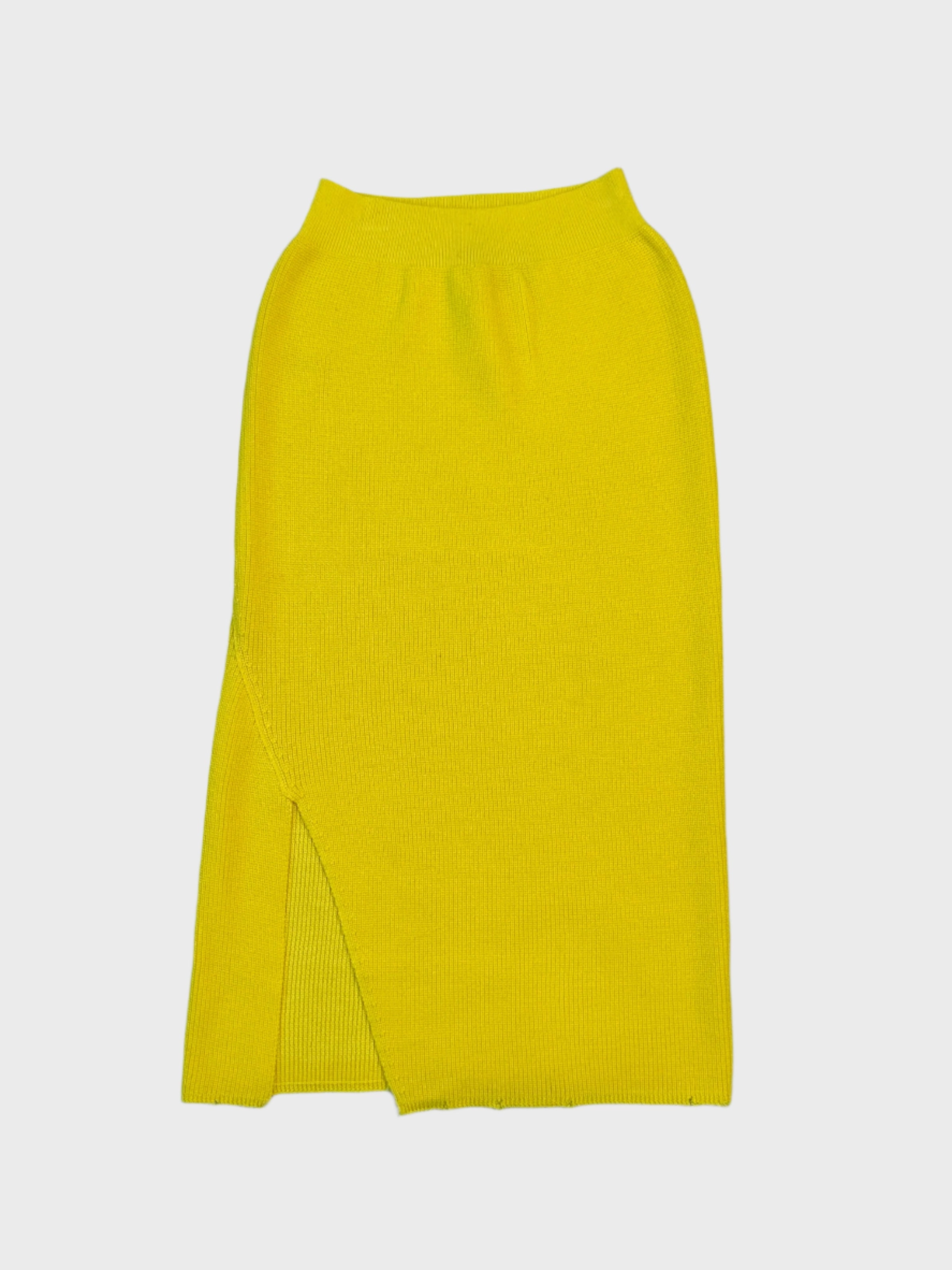 new arrivals elbise renkli Gonna Midi In Maglia Gialla Con Spacco Laterale new arrivals for women new eid collection for women