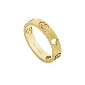 Gucci Icon 18ct Yellow Gold Star Band Ring D