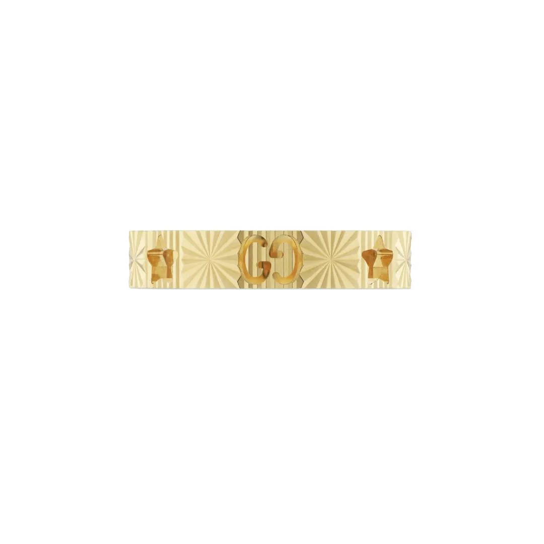 Gucci Icon 18ct Yellow Gold Star Band Ring D