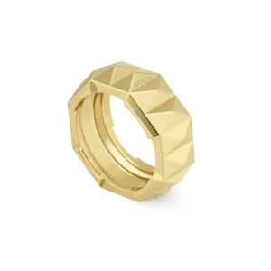 Gucci Link to Love 18ct Yellow Gold Studded 9mm Ring D