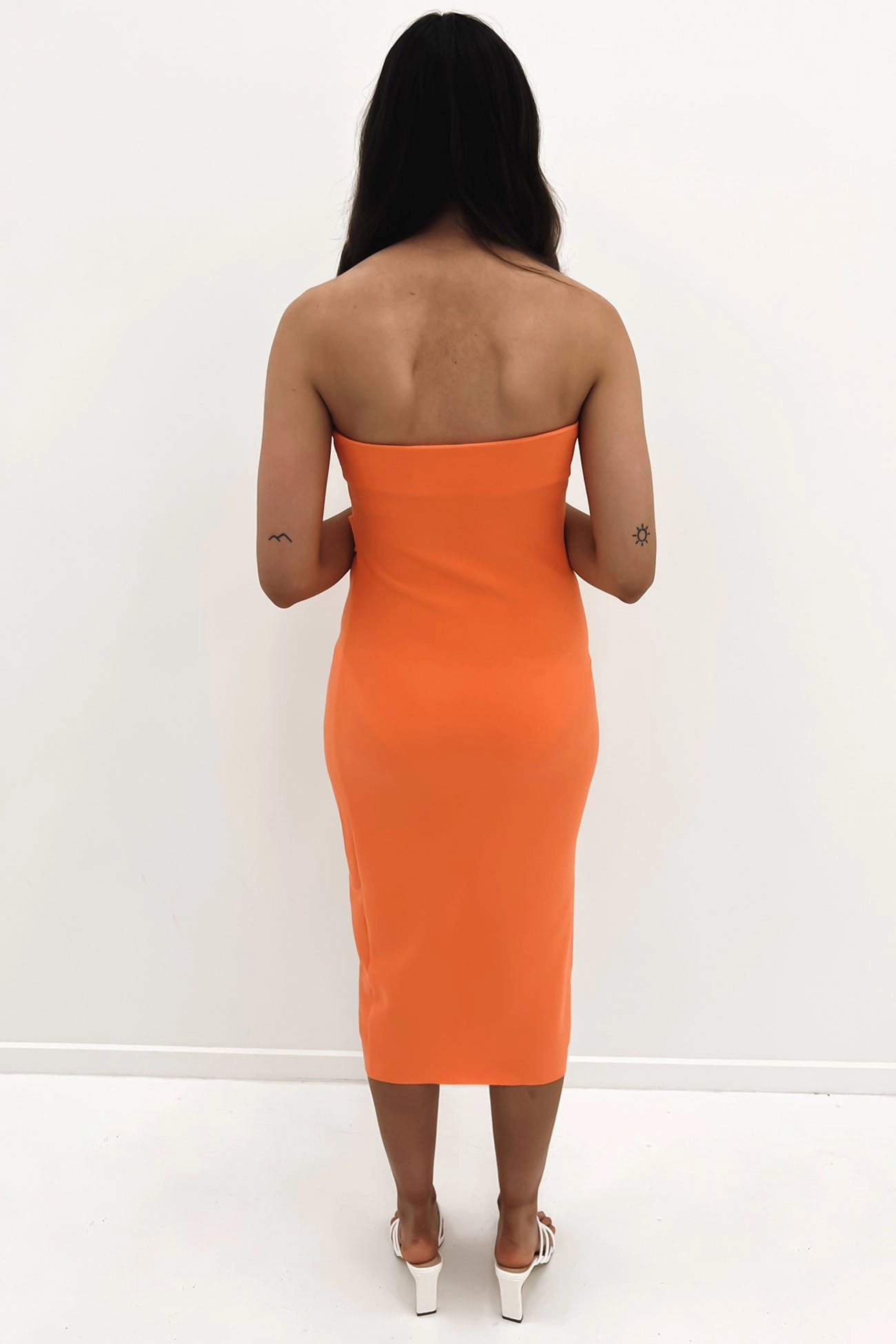 Harlow Midi Dress Orange sale shop