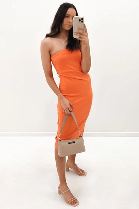 Harlow Midi Dress Orange sale shop sale near me