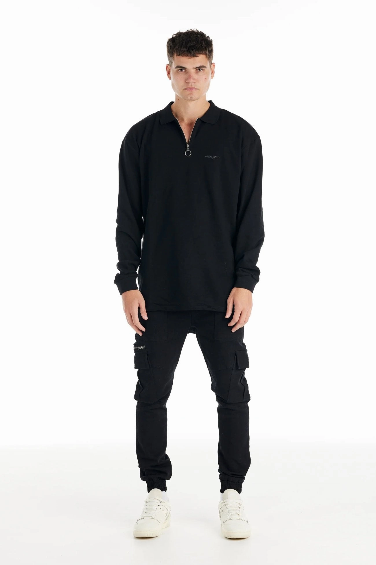 Haven Long Sleeve Polo Black sale christmas cards