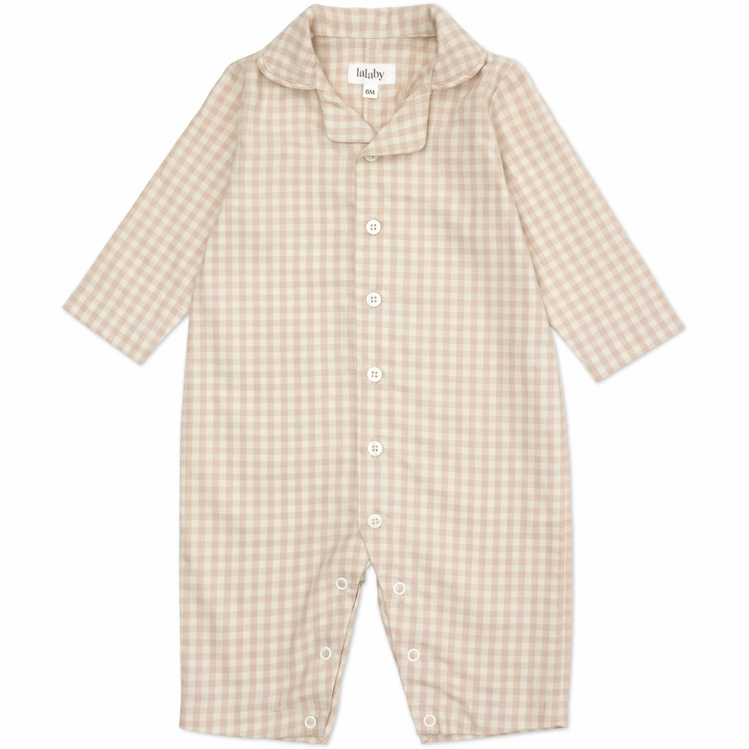 Lalaby Beige Gingham Classic Pj Suit Distinctive Iconic