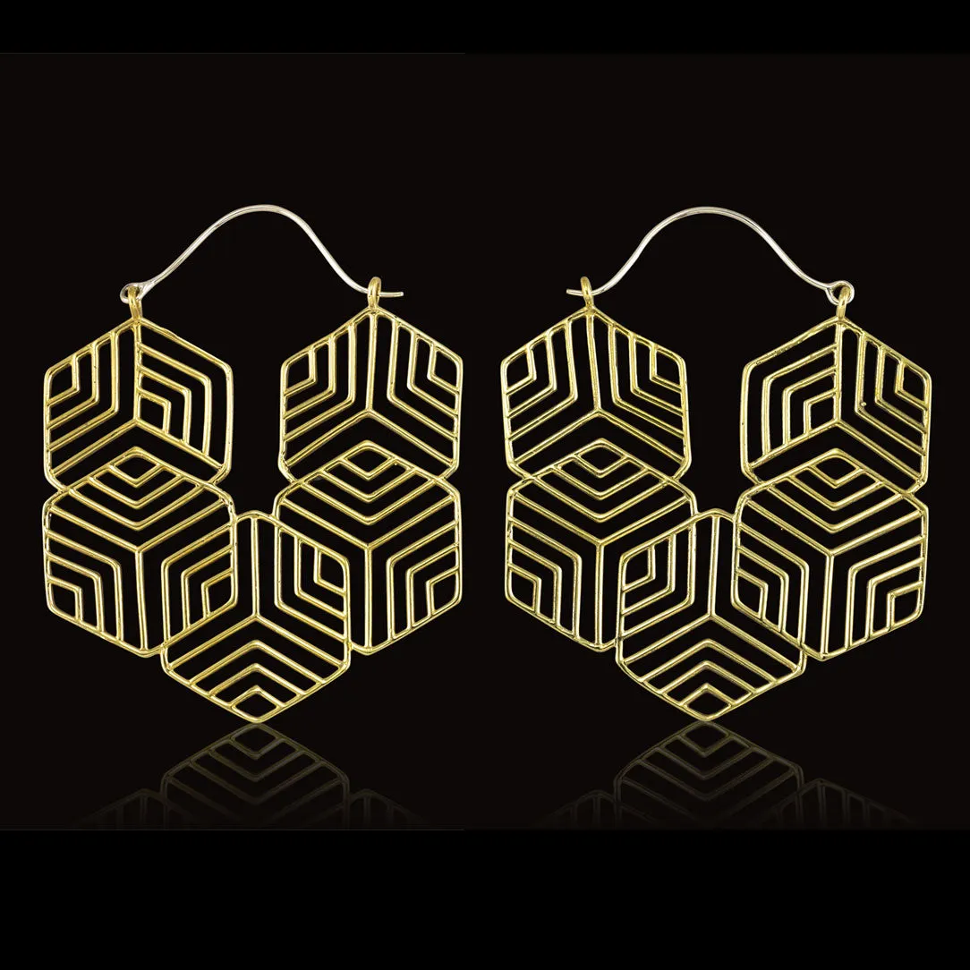 Hexagon Hoops - Silver Post