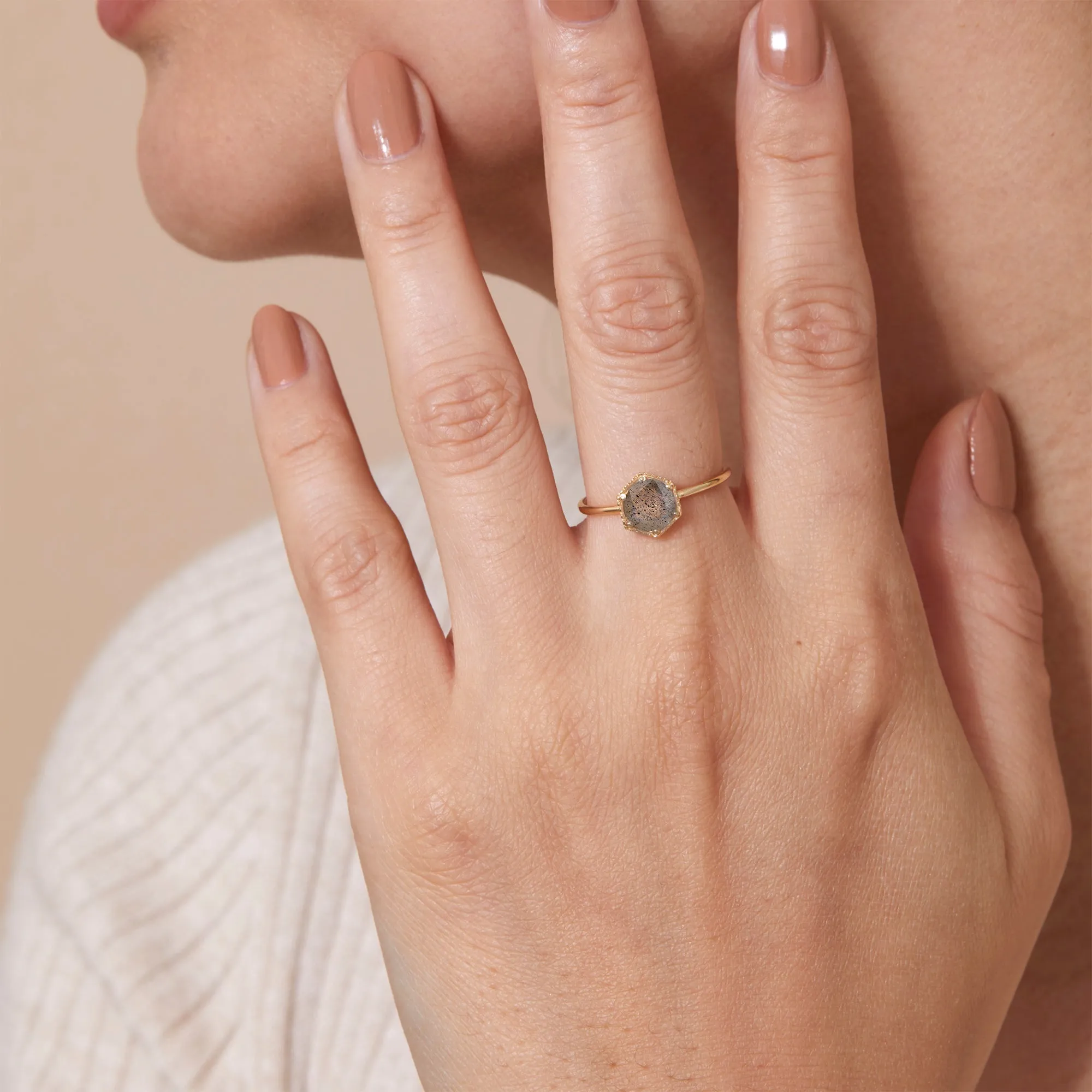 Hexagon Labradorite Ring, Anaya