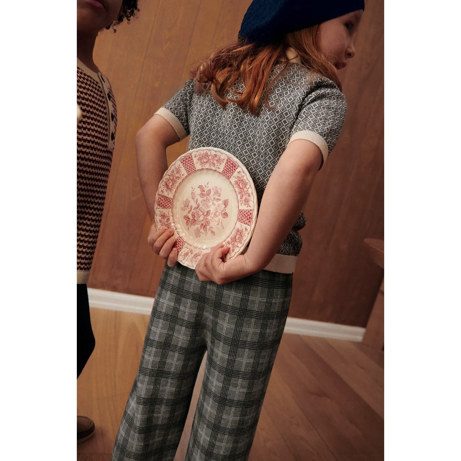 High-quality FUB Grey Melange Check Pants