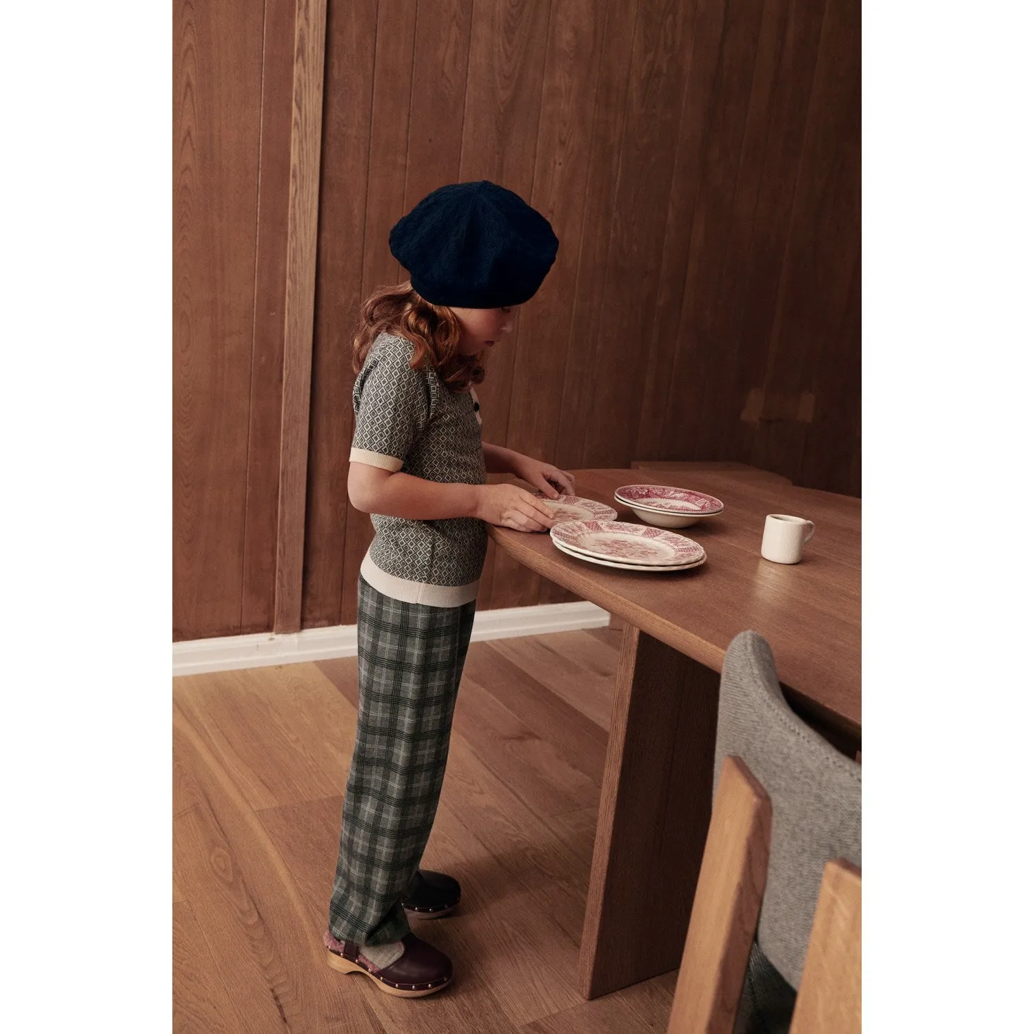 High-quality FUB Grey Melange Check Pants