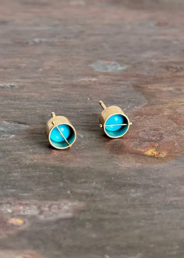 Hilary Finck Designs | Sleeping Beauty Turquoise   14k Captured Studs