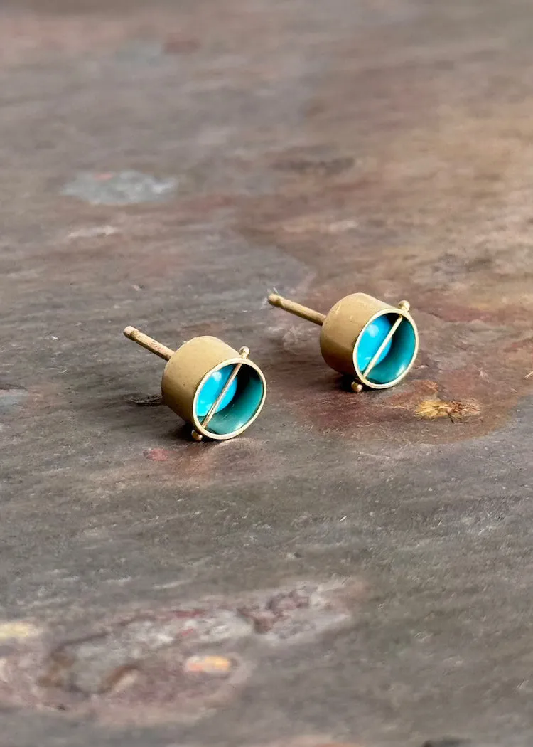 Hilary Finck Designs | Sleeping Beauty Turquoise   14k Captured Studs
