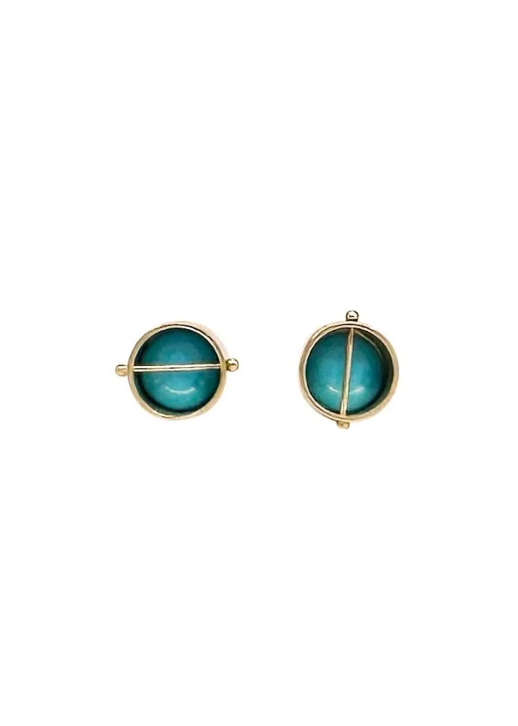 Hilary Finck Designs | Sleeping Beauty Turquoise   14k Captured Studs