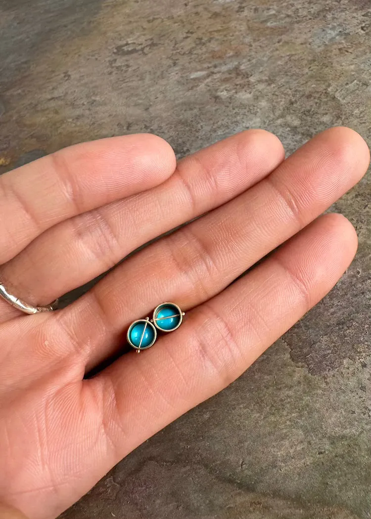 Hilary Finck Designs | Sleeping Beauty Turquoise   14k Captured Studs