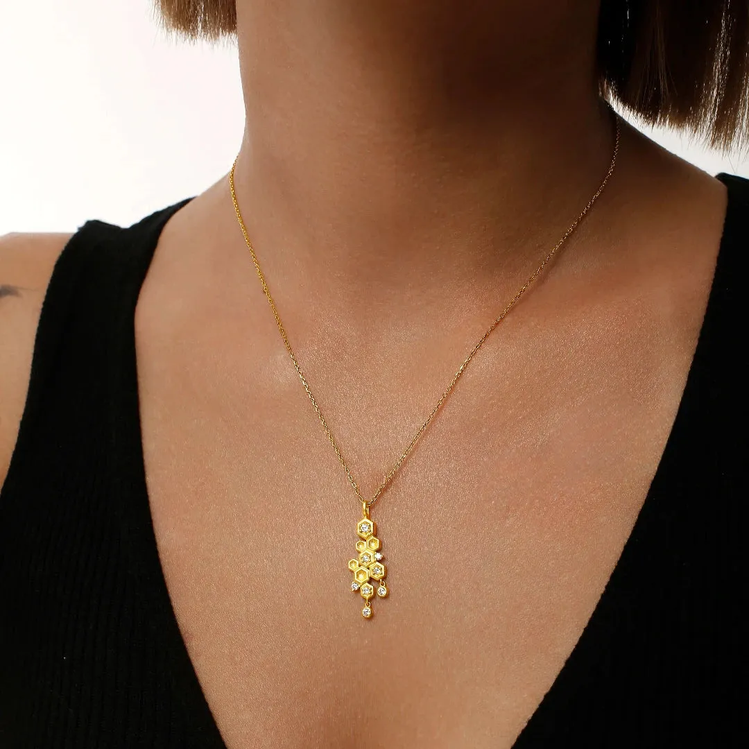 Honeycomb With Honey Pendant Chain Necklaces Life With MaK??s Honeycomb Bee Kind Jewelry Collection