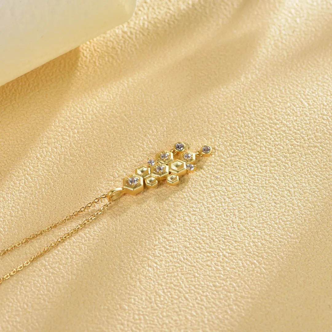 Honeycomb With Honey Pendant Chain Necklaces Life With MaK??s Honeycomb Bee Kind Jewelry Collection