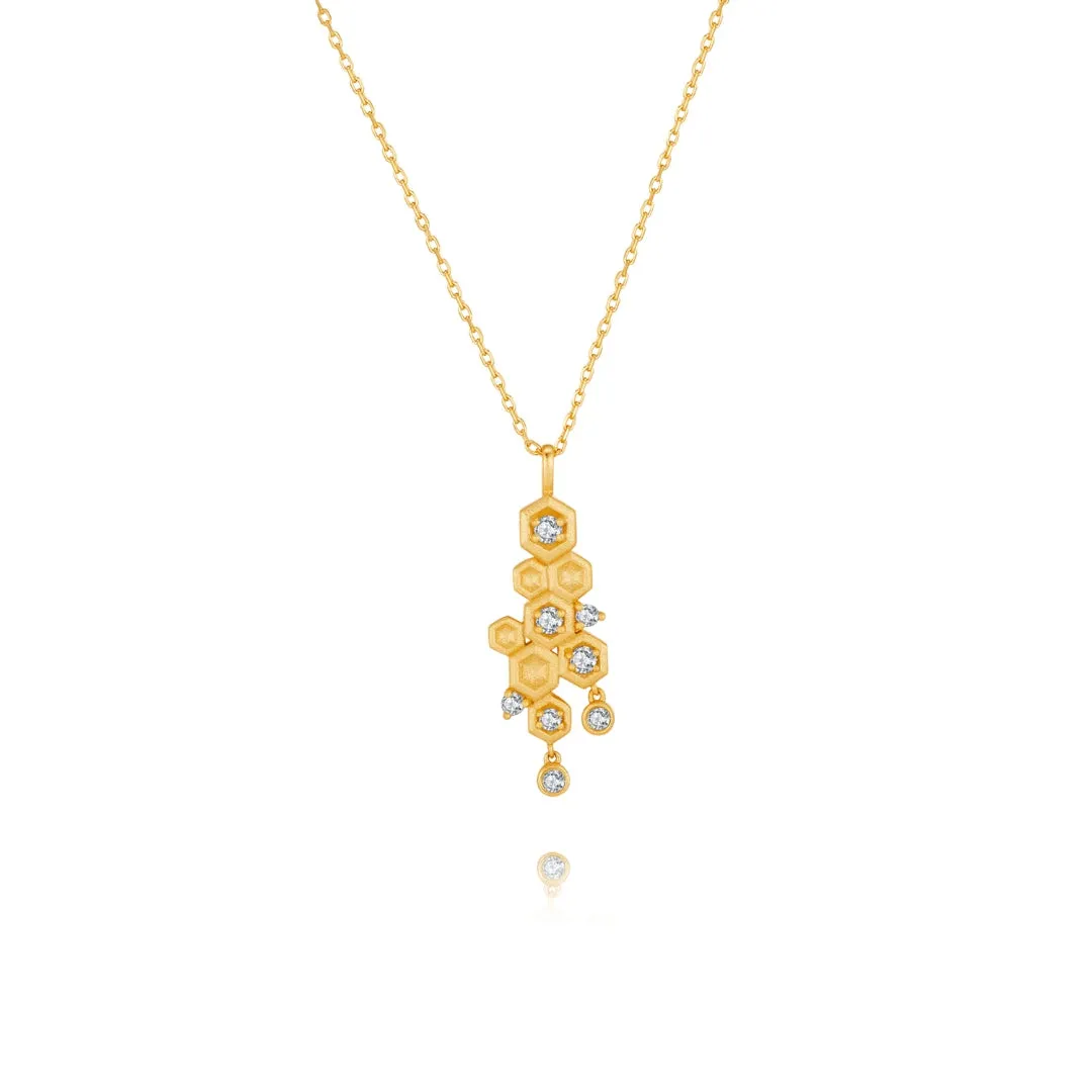 Honeycomb With Honey Pendant Chain Necklaces Life With MaK??s Honeycomb Bee Kind Jewelry Collection