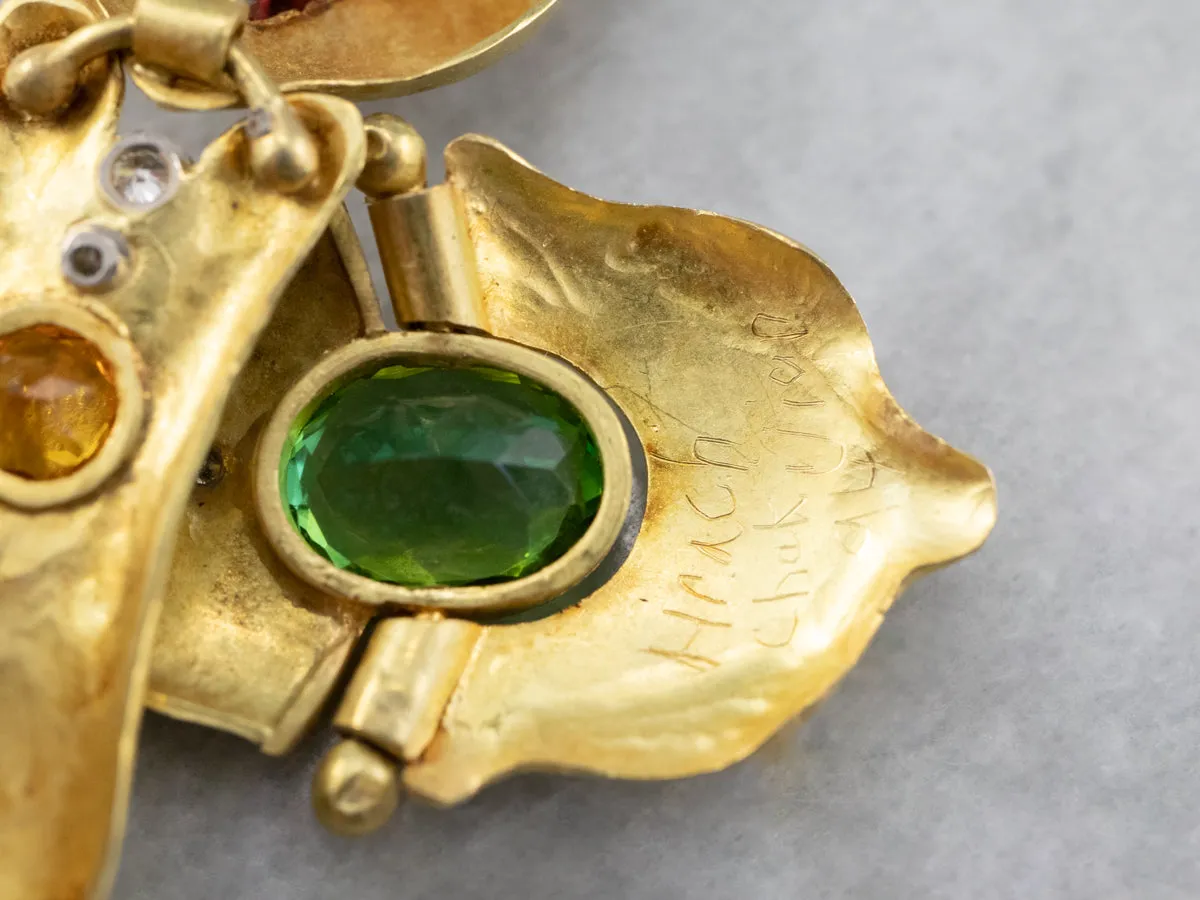 Hrach Chekijian Tourmaline Gold Drop Earrings
