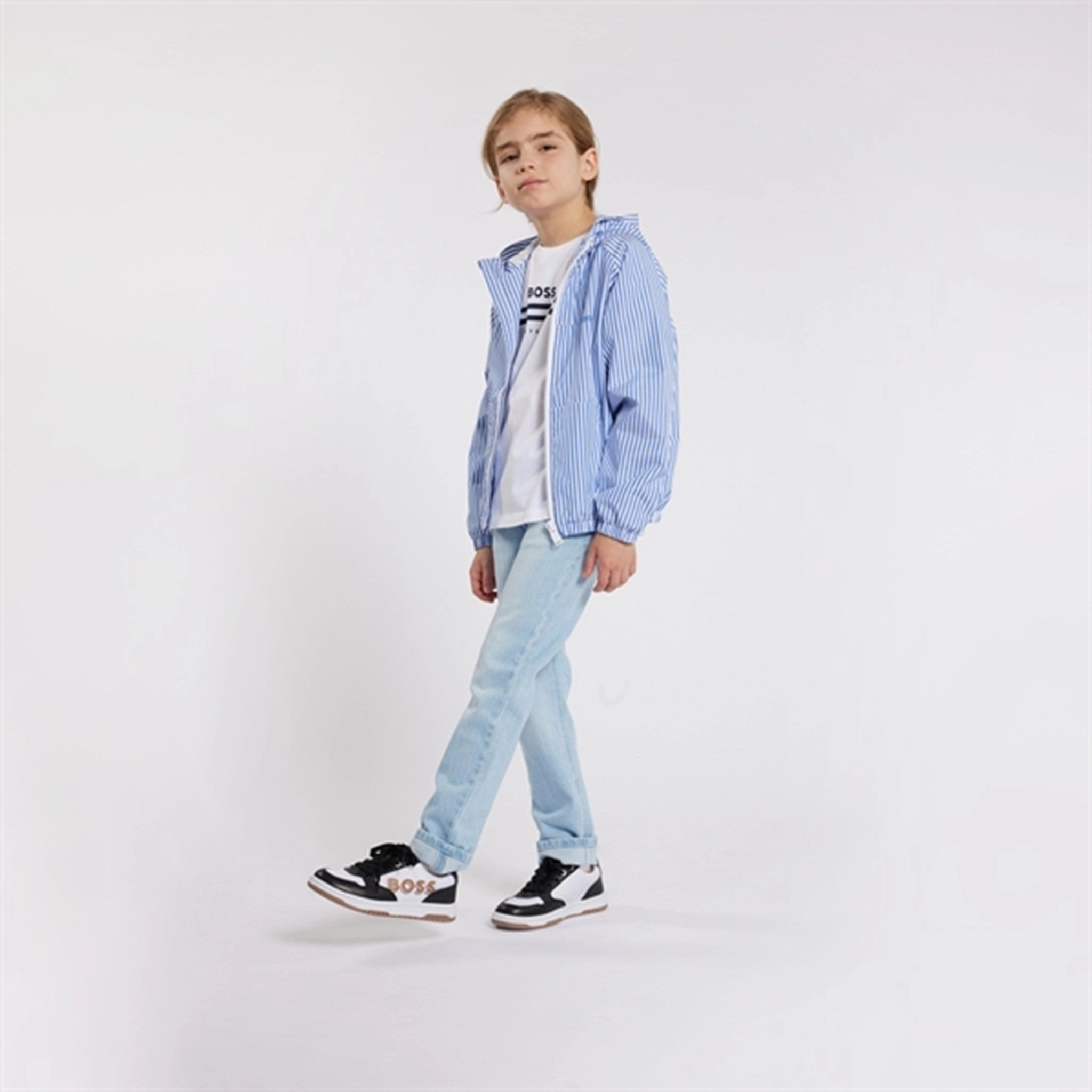 Hugo Boss Pale Blue Hooded Jacket Polyester