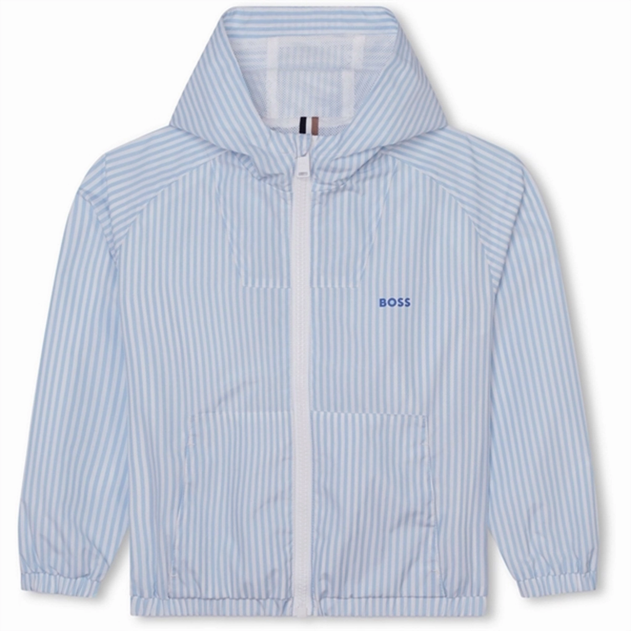 Hugo Boss Pale Blue Hooded Jacket Polyester Ruffle