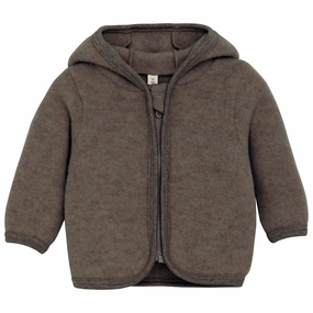 Huttelihut Brown Melange Jacket Ears Wool Fleece Minimalist Wool