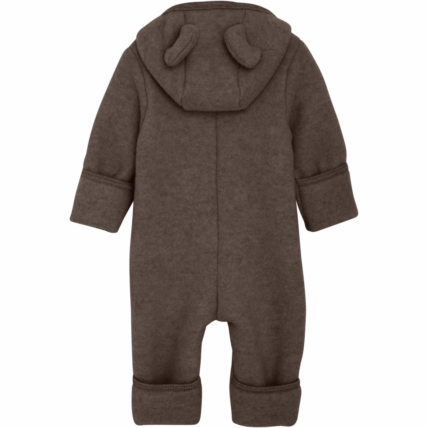 Huttelihut Brown Melange Pram Suit Ears Wool Fleece (S) Cotton